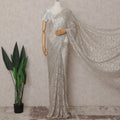 Slate Grey French Chantilly Lace Saree Piece