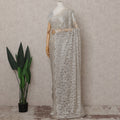 Slate Grey French Chantilly Lace Saree Piece
