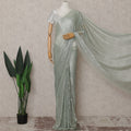 Sage Green Textured French Chantilly Lace Saree