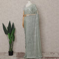 Sage Green Textured French Chantilly Lace Saree