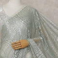 Sage Green Textured French Chantilly Lace Saree