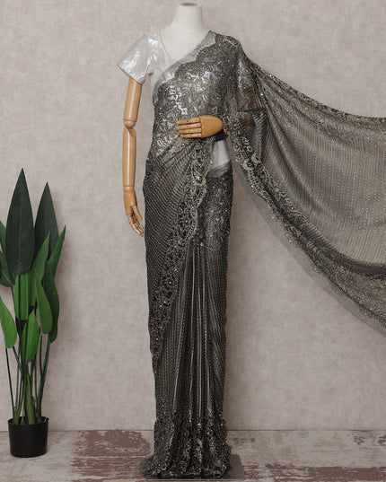 Pearl Ivory French Chantilly Lace Saree Piece