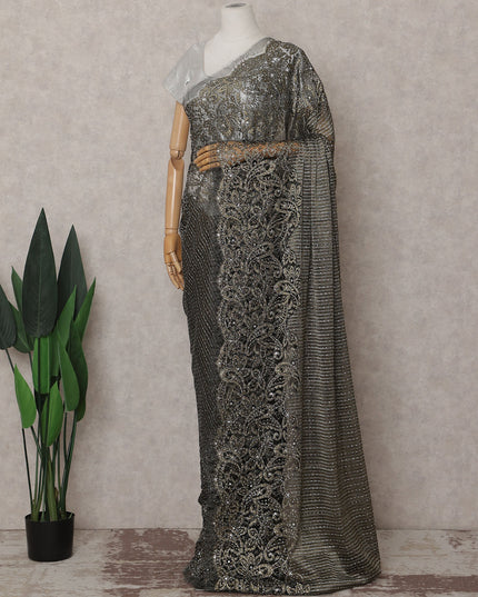 Pearl Ivory French Chantilly Lace Saree Piece