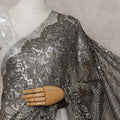 Pearl Ivory French Chantilly Lace Saree Piece