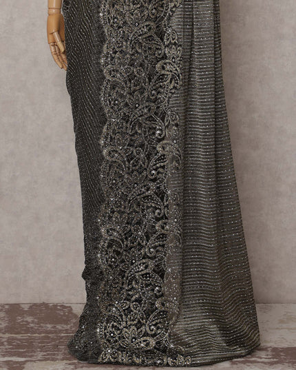 Pearl Ivory French Chantilly Lace Saree Piece