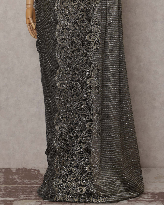 Pearl Ivory French Chantilly Lace Saree Piece