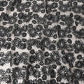 Ebony Black Floral Synthetic Nylon Tulle Fabric 140cm