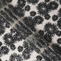 Ebony Black Floral Synthetic Nylon Tulle Fabric 140cm