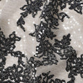 Graphite Grey Floral Synthetic Nylon Tulle Fabric 140cm