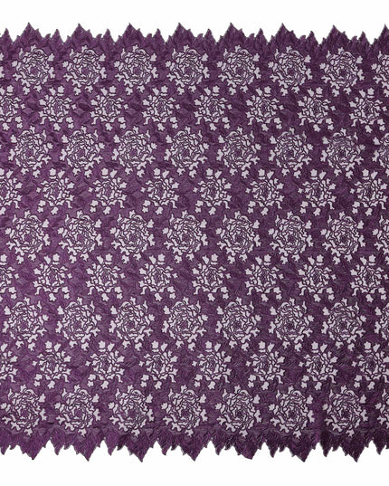 Plum Purple Floral Synthetic Nylon Tulle Fabric 140cm