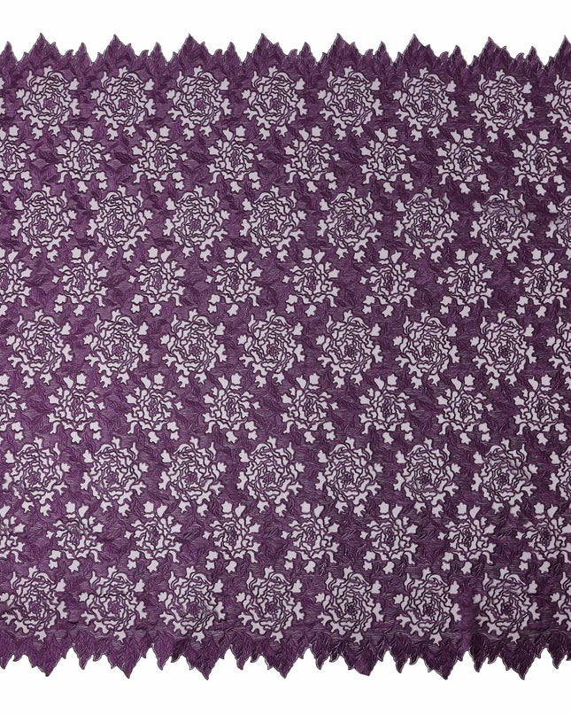 Plum Purple Floral Synthetic Nylon Tulle Fabric 140cm