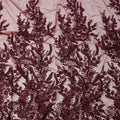 Burgundy Red Floral Synthetic Nylon Tulle Fabric 140cm