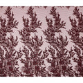 Burgundy Red Floral Synthetic Nylon Tulle Fabric 140cm