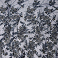 Slate Grey Floral Synthetic Nylon Tulle Fabric 140cm