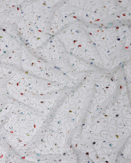 Frost White Fancy Synthetic Nylon Tulle Fabric 140cm