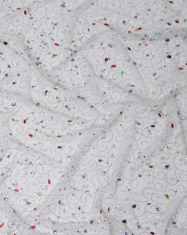 Frost White Fancy Synthetic Nylon Tulle Fabric 140cm