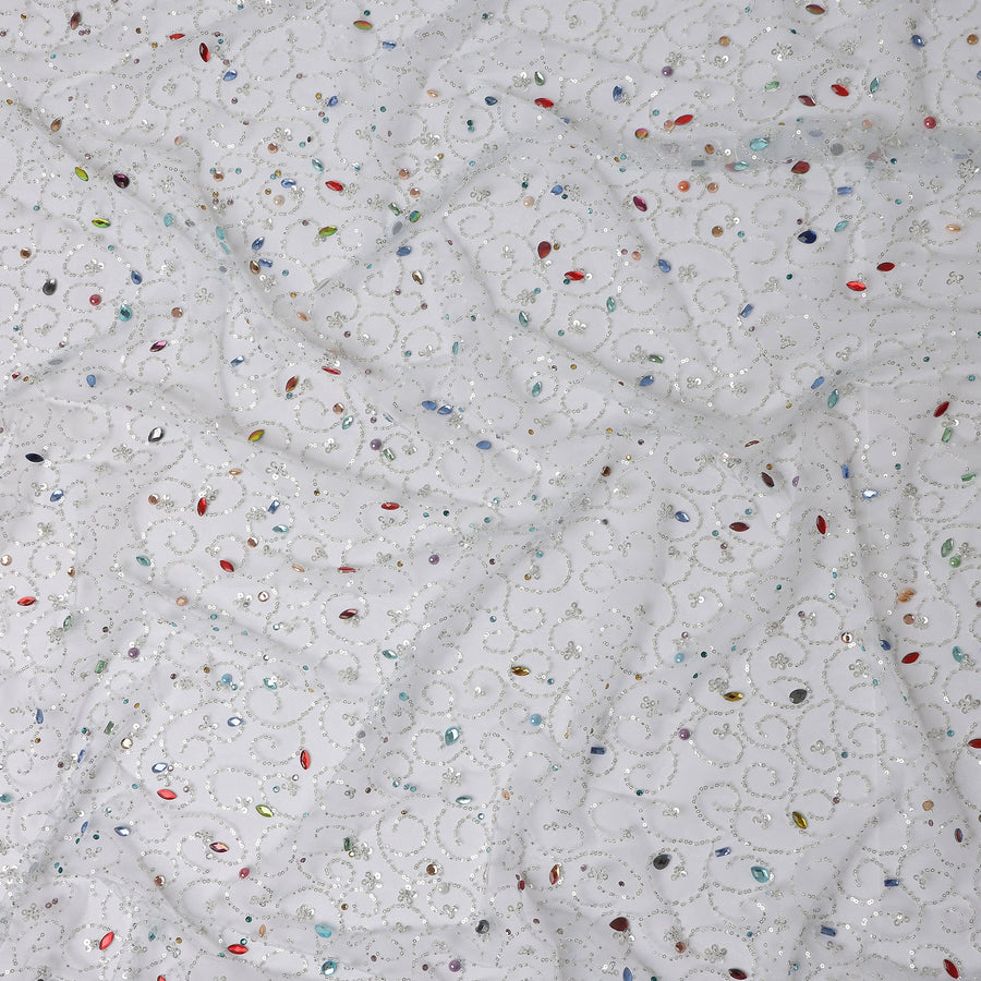 Frost White Fancy Synthetic Nylon Tulle Fabric 140cm