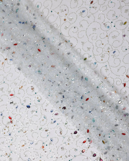 Frost White Fancy Synthetic Nylon Tulle Fabric 140cm