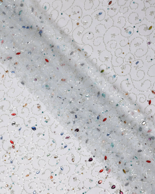 Frost White Fancy Synthetic Nylon Tulle Fabric 140cm