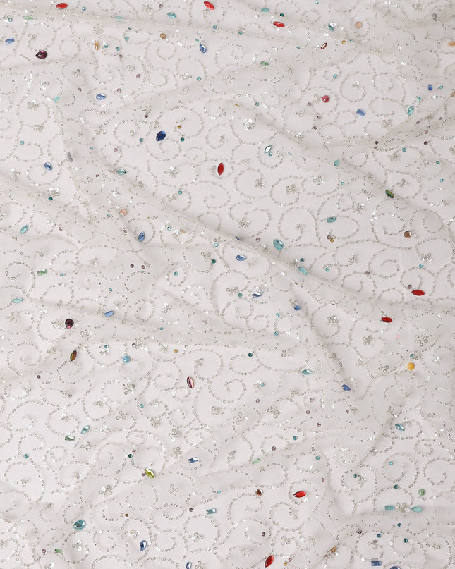 Cloud White Fancy Synthetic Nylon Tulle Fabric 140cm