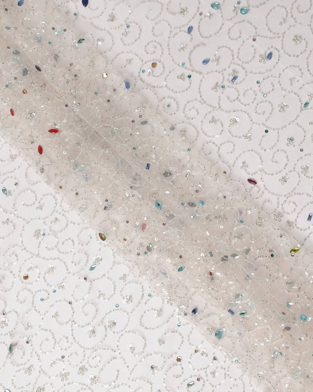 Cloud White Fancy Synthetic Nylon Tulle Fabric 140cm