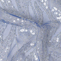 Ice Blue Leaf Synthetic Nylon Tulle Fabric 140cm