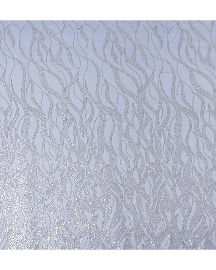 Ice Blue Leaf Synthetic Nylon Tulle Fabric 140cm