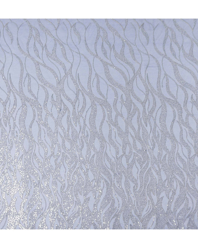 Ice Blue Leaf Synthetic Nylon Tulle Fabric 140cm