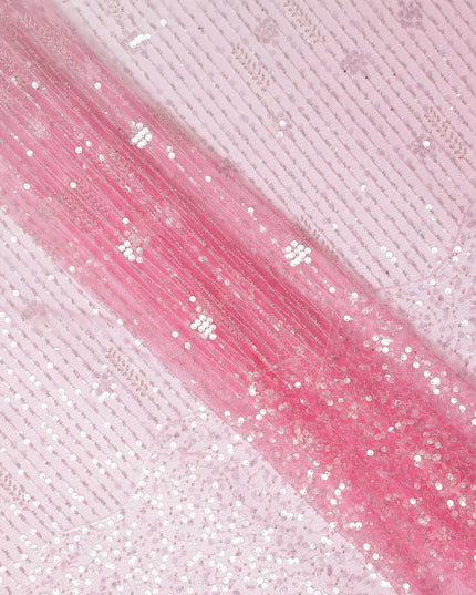 Petal Pink Leaf Synthetic Nylon Tulle Fabric 140cm