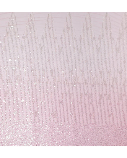 Petal Pink Leaf Synthetic Nylon Tulle Fabric 140cm