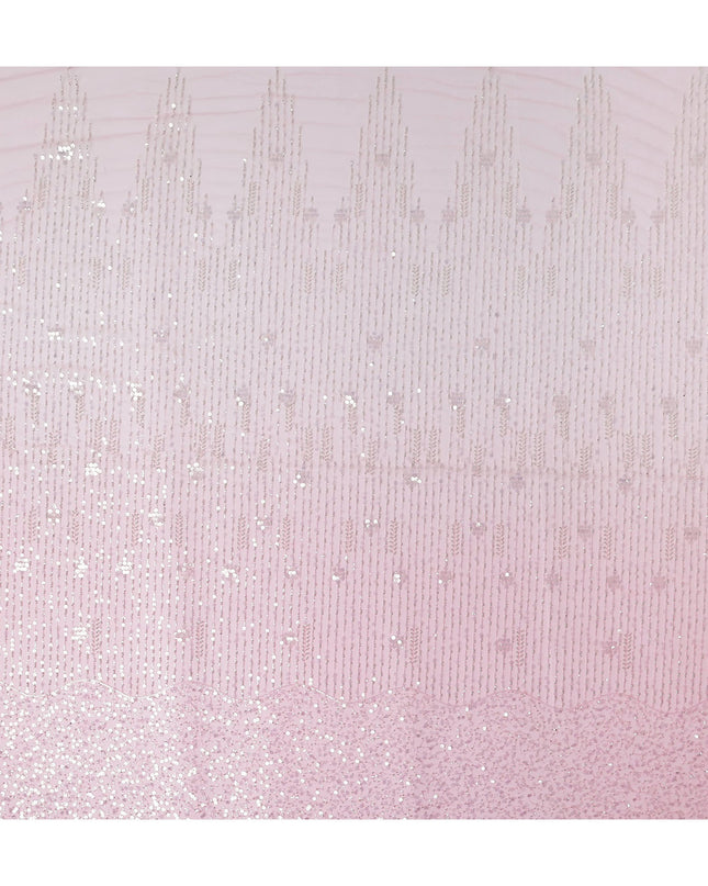 Petal Pink Leaf Synthetic Nylon Tulle Fabric 140cm