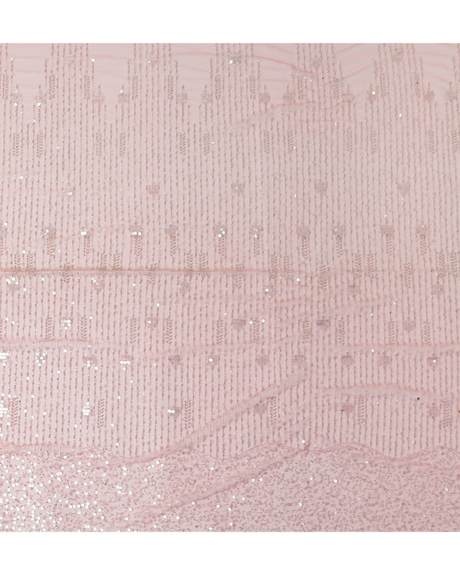 Rose Pink Leaf Synthetic Nylon Tulle Fabric 140cm