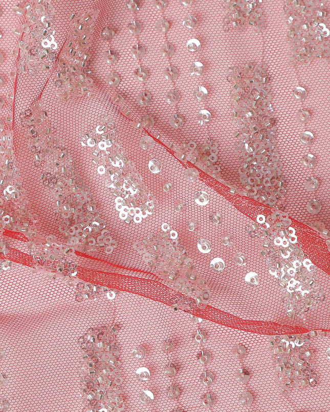 Rosewater Pink Geometric Synthetic Nylon Tulle Fabric 140cm