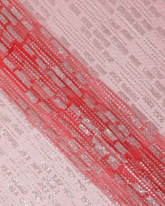 Rosewater Pink Geometric Synthetic Nylon Tulle Fabric 140cm
