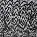 Charcoal Black Geometric Synthetic Nylon Tulle Fabric 140cm