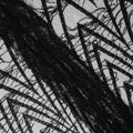 Charcoal Black Geometric Synthetic Nylon Tulle Fabric 140cm