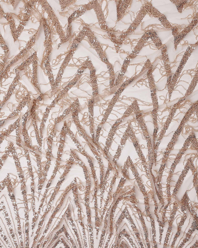 Rose Gold Geometric Synthetic Nylon Tulle Fabric 140cm