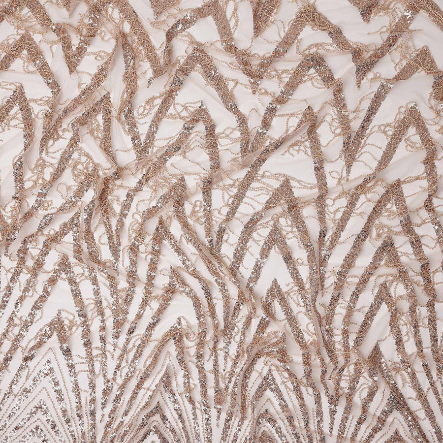 Rose Gold Geometric Synthetic Nylon Tulle Fabric 140cm