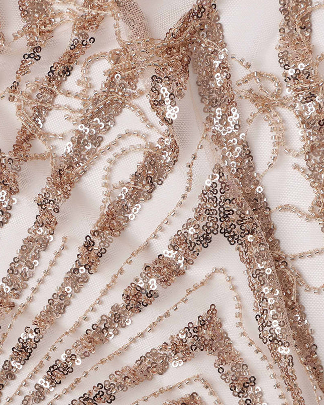 Rose Gold Geometric Synthetic Nylon Tulle Fabric 140cm