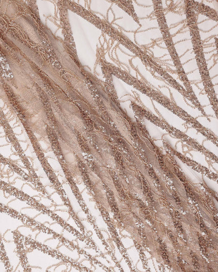 Rose Gold Geometric Synthetic Nylon Tulle Fabric 140cm