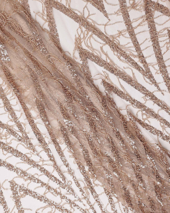 Rose Gold Geometric Synthetic Nylon Tulle Fabric 140cm
