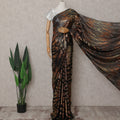 Jet Black Silk Chiffon Saree - D31605