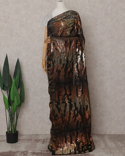 Jet Black Silk Chiffon Saree - D31605