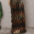 Jet Black Silk Chiffon Saree - D31605