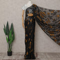 Jet Black Silk Chiffon Saree - D31600