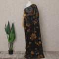 Jet Black Silk Chiffon Saree - D31600