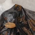 Jet Black Silk Chiffon Saree - D31600