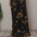 Jet Black Silk Chiffon Saree - D31600