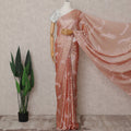 Peach Coral Silk Chiffon Saree - D31604