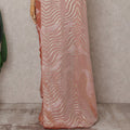 Peach Coral Silk Chiffon Saree - D31604